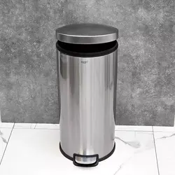 سطل 30 لیتر پدالی استوانه گرد اسمارت (استیل مات) - فروشگاه سام