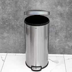 سطل 30 لیتر پدالی استوانه گرد اسمارت (استیل مات) - فروشگاه سام