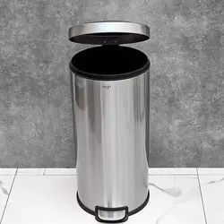 سطل 30 لیتر پدالی استوانه گرد اسمارت (استیل مات) - فروشگاه سام