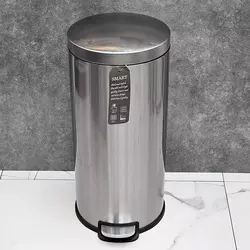 سطل 30 لیتر پدالی استوانه گرد اسمارت (استیل مات) - فروشگاه سام