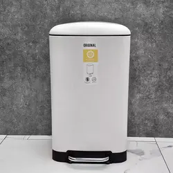 سطل 30 لیتری پدال سفید مات برند ارجینال جنس استیل - فروشگاه سام