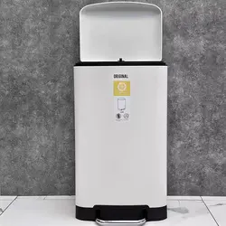 سطل 30 لیتری پدال سفید مات برند ارجینال جنس استیل - فروشگاه سام