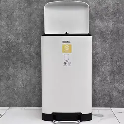 سطل 30 لیتری پدال سفید مات برند ارجینال جنس استیل - فروشگاه سام