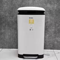 سطل 30 لیتری پدال سفید مات برند ارجینال جنس استیل - فروشگاه سام