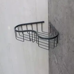 خرید و قیمت قفسه حمام کنج 3 طبقه شامپو هامر (طوسی مات) - فروشگاه اینترنتی سام