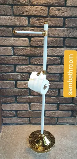 استند ایستاده جای دستمال توالت و حوله سرویس بهداشتی سفید طلایی خرید و قیمت - فروشگاه اینترنتی سام