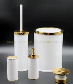 ست ۵ پارچه سرویس بهداشتی برنجی سفید طلایی لوکس خرید و قیمت - فروشگاه اینترنتی سام