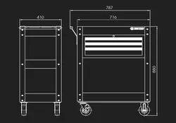 جعبه ابزار چرخدار سه کشو
