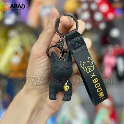 جاکلیدی و جاسوئیچی طرح سگ bulldog مشکی