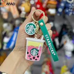 جاکلیدی سیلیکونی طرح استارباکس صورتی