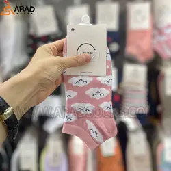 جوراب مچی فانتزی طرح ابر صورتی