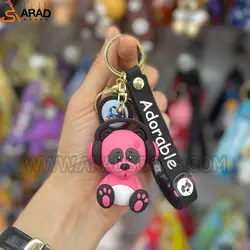 جاکلیدی سیلیکونی طرح پاندا صورتی