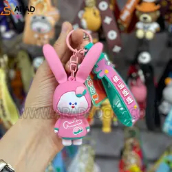 جاکلیدی سیلیکونی فشاری طرح خرگوش صورتی