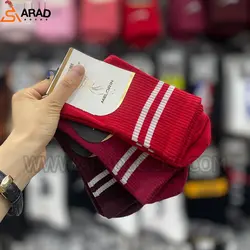 جوراب ساقدار اسپرت طرح دوخط تناژ قرمز