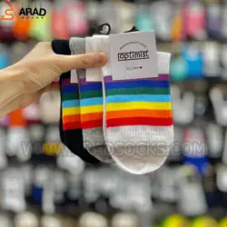 جوراب ساقدار طرح چند خط رنگی