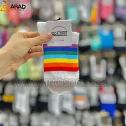 جوراب ساقدار طرح چند خط رنگی