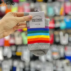 جوراب ساقدار طرح چند خط رنگی