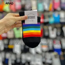 جوراب ساقدار طرح چند خط رنگی