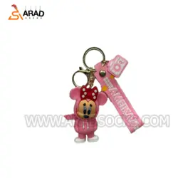 جاکلیدی سیلیکونی طرح مینی موس صورتی