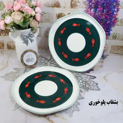 ظروف سرامیکی طرح ماهی قرمز دور سبز - کلبه هنر