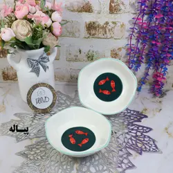 ظروف سرامیکی طرح ماهی قرمز دور سبز - کلبه هنر