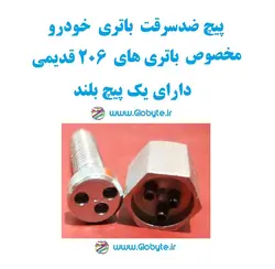 پیچ ضدسرقت باتری خودرو مخصوص باتری 206 های قدیمی دارای یک پیچ بلند