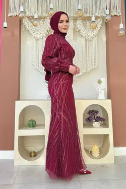 لباس بلند – لباس مجلسی زنانه بیم مد Bym Fashion اورجینال 1139