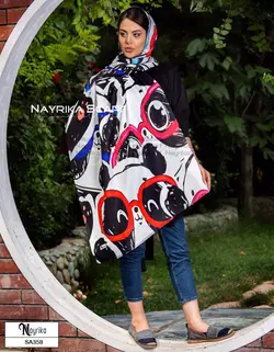 شال نخی فانتزی پاندا با عینک های دور رنگی کد SA358