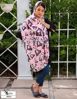 شال نخی فانتزی صورتی با پاندا کد SB291