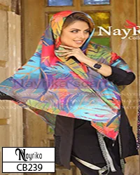 روسری نخی سایز 140 برگ انجیری رنگی شاد کد CB239