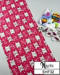 شال نخی فانتزی دخترانه صورتی با گربه سفید کد SHF32