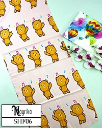 شال نخی فانتزی دخترانه صورتی با تدی موزیکال کد SHF06