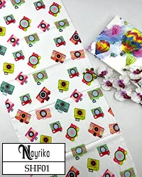 شال نخی فانتزی دخترانه سفید با دوربین عکاسی رنگی کد SHF01