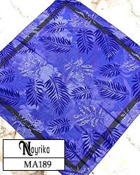 مینی اسکارف بنفش با برگ هاوایی بنفش و سفید با خط مشکی دور کار کد MA189