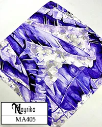 مینی اسکارف سفید برند لویی ویتون با برگ هاوایی بنفش و LV بنفش کد MA405