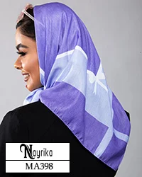 مینی اسکارف بنفش یاسی و بنفش تیره با پاپیون پایین کار کد MA398