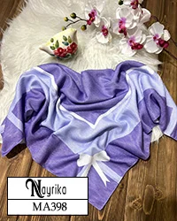 مینی اسکارف بنفش یاسی و بنفش تیره با پاپیون پایین کار کد MA398