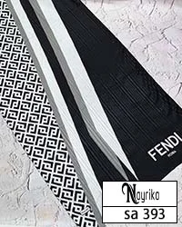 شال نخی تابستانه سفید و مشکی برند فندی کد sa393