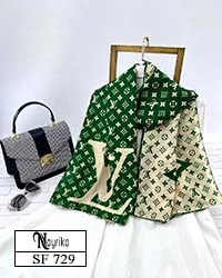 شال نخی سبز و کرم لویی ویتون کد SF729