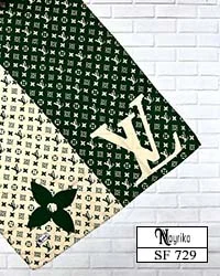 شال نخی سبز و کرم لویی ویتون کد SF729