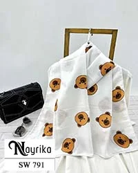 شال نخی تابستانه تدی زمینه سفید کد SF788