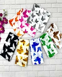 شال نخی سفید با پروانه های طوسی کد SD239