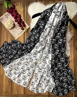 شال نخی برند گوچی دو رنگ سفید و مشکی کد SD191