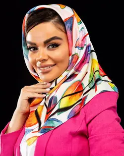 مینی اسکارف سفید با برگ های رنگین کمانی کد MA288