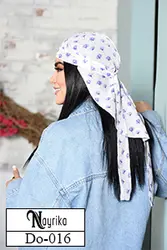 دورگ (سر بند) نخی سفید با شقایق بنفش کد Do-016 - فروشگاه نایریکا