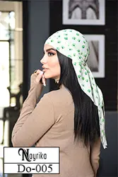 دورگ (سر بند) نخی سفید با شقایق سبز کد Do-005 - فروشگاه نایریکا