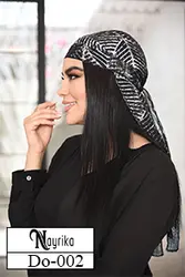 دورگ (سر بند) نخی مشکی و سفید خط دار کد Do-002 - فروشگاه نایریکا