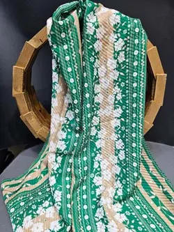 شال نخی پلیسه هلویی و طوسی با شکوفه های سفید کد NA47