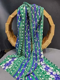 شال نخی پلیسه هلویی و طوسی با شکوفه های سفید کد NA47