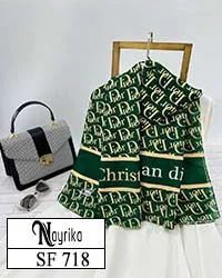 شال نخی سبز و کرم برند Dior کد SF718